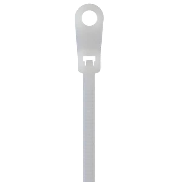 Mounting Cable Tie, 12 in L, 3 in Max Bundle Dia., Natural, Nylon 6/6, 50 lb Strength, #10 Screw, 1000 PK